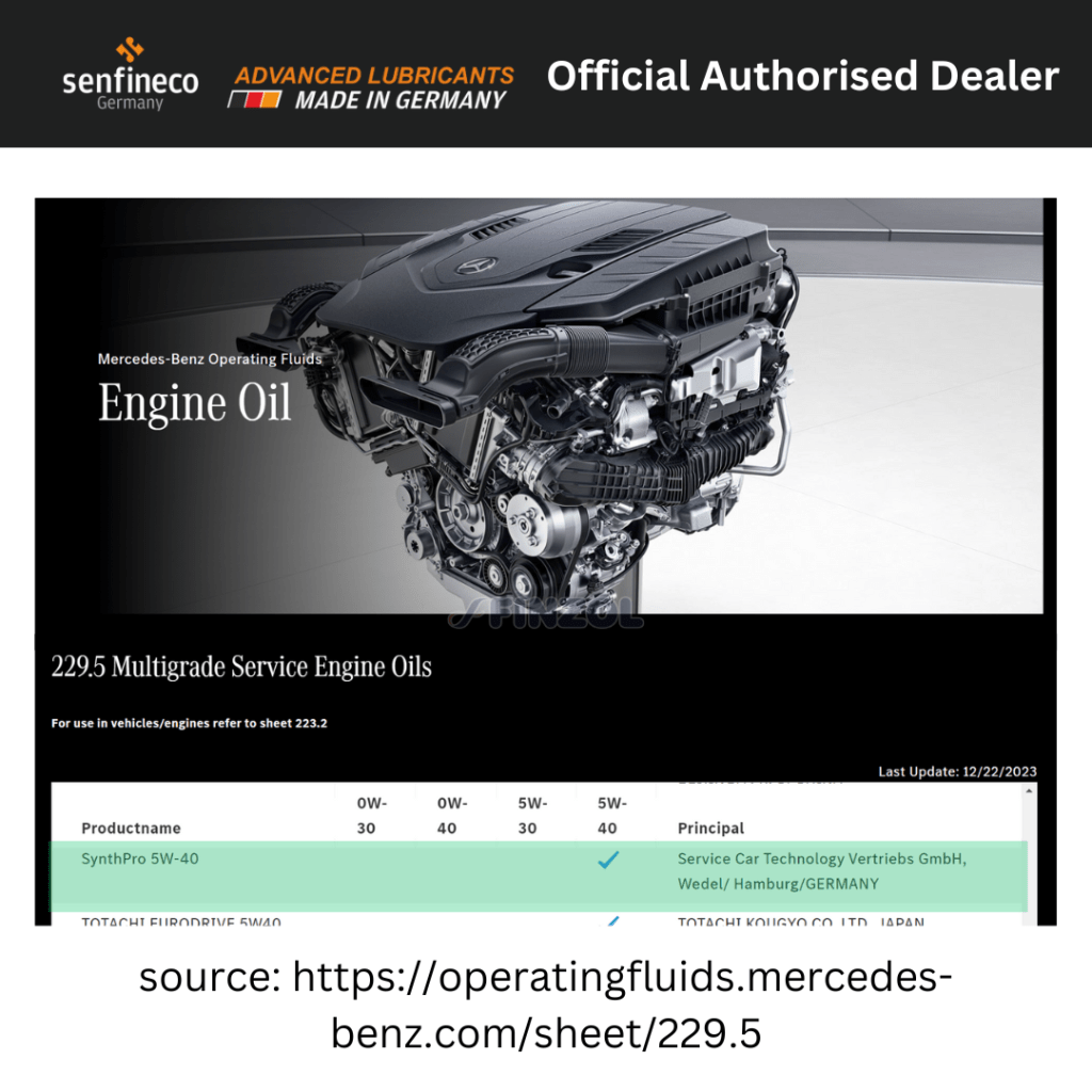 senfineco malaysia for mercedes mb229.5 approval